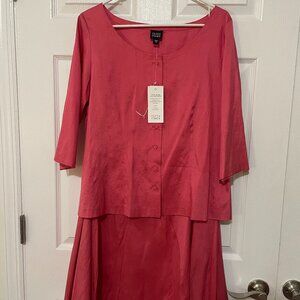 NWT Eileen Fisher Rose Pink Duponi Silk Skirt Set